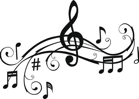 free black and white music clipart